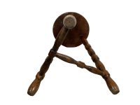 Alternative view of Vintage French Wooden Wood Pot Stand Stool Chair Seat Kitchen Table Round Seat Plant Rest Tabouret Plinth c1970-80's