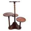 Vintage French Tall Quadruple Plant Stand Plinth Table Wooden Side Flower Pot Ornament Display Shelf Prop Design Tabouret c1970's