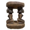 Vintage African Hand Carved Wooden Brown Wood Small Stool Chair Stand Display Foot Rest Plinth Seating c1970-80's