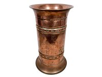 Vintage French Villedieu Copper Metal Umbrella Walking Stick Stand Storage Pot Container Hallway Entryway Fireplace c1970-80's