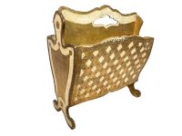 Vintage Italian Florentine Florence Gold Wood Ornately Decorated Magazine Newspaper Holder Decoration c1940-50's