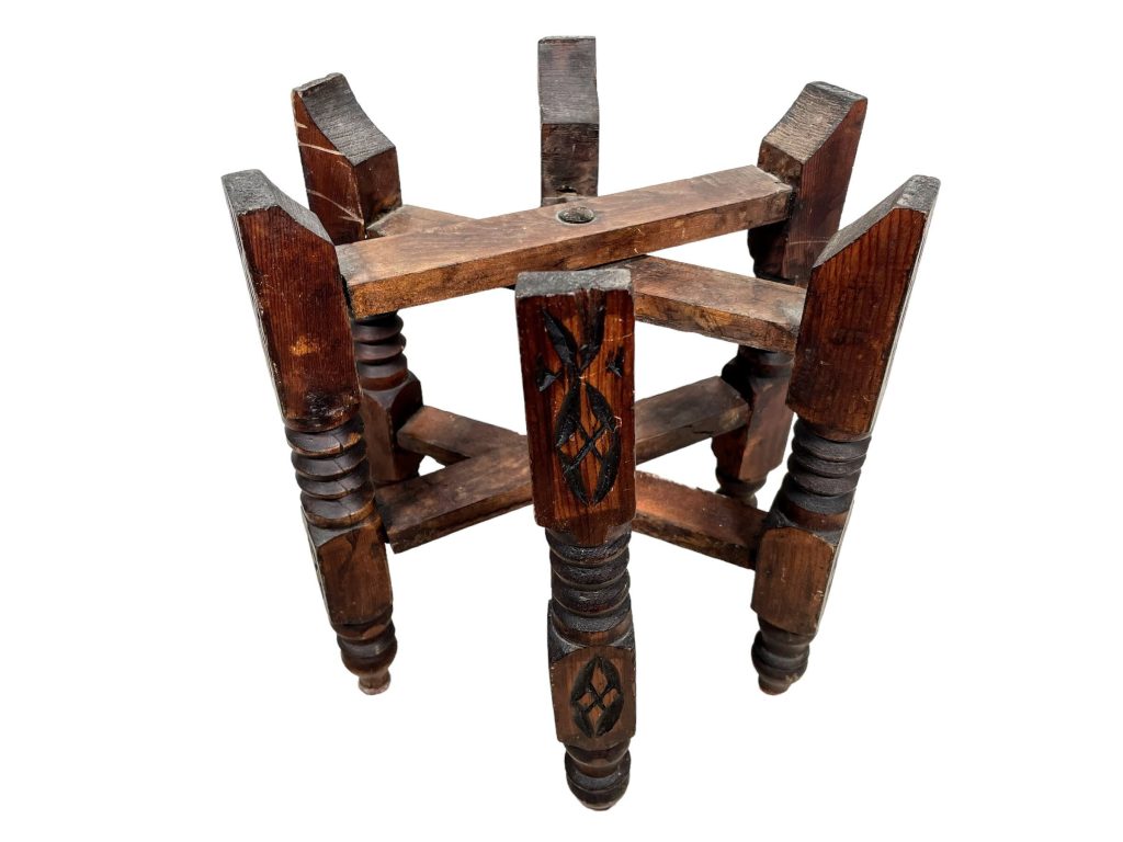 Vintage Moroccan Wooden Folding Tray Wooden Small Stand Legs Table Display Serving Arabian Decor circa 1970-80’s