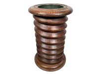 Vintage French Dark Wooden Wine Press Screw Style Heavy Hallway Walking Stick Umbrella Stand circa 1950's