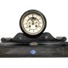 Antique French Black Marble Lapiz Stone Mantlepiece Wind Up Clock Timepiece Untested circa 1879