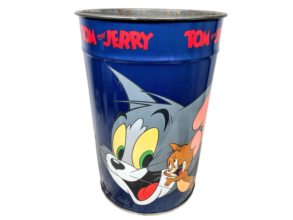 Vintage Italian Tom & Jerry Metal Decorated Waste Paper Office Bin Wastepaper Trash Can circa 1990-00’s