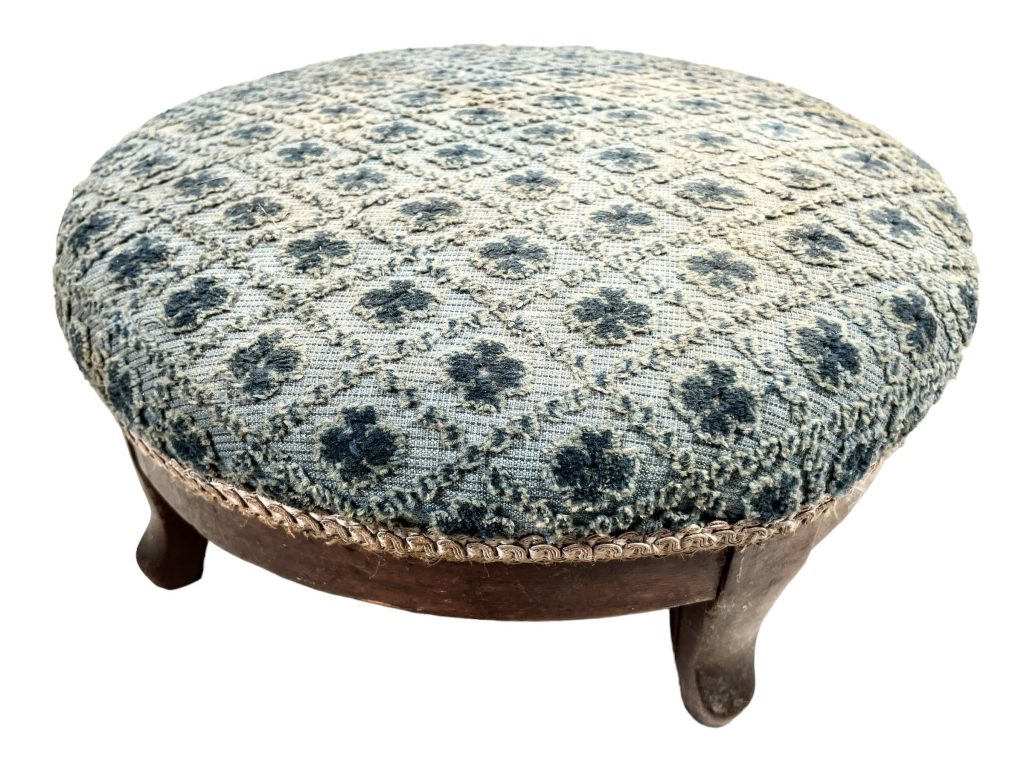 Vintage French Wooden Upholstered Fabric Foot Footstool Rest Design Tabouret c1940-50’s
