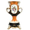 Antique French Empire Porcelain Vase Orange Black White Ceramic Vase Pot Jar Storage Display Prop circa 1880's