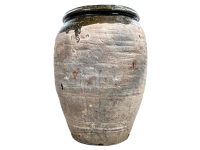 Vintage French Confit Or Olive Pot Green Glazed Terracotta Clay Pot Farmhouse Indoor Planter Prop Decor Display c1940-50???s