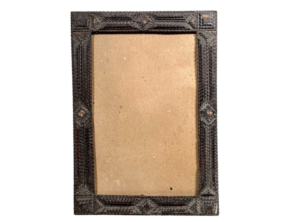 Vintage French Wood Wooden Picture Frame Tramp Art Photo Painting circa 1930-40’s