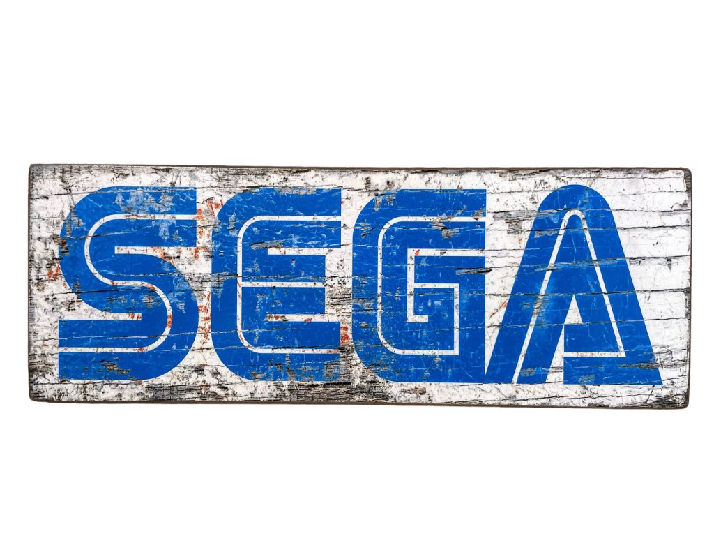 Sega Gamer Wall Hanging Vintage Worn Look Faux Game Cabinet Amusement Arcade Retro Sign Shop Wood Advertising Sign