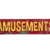 Amusements Gamer Wall Hanging Vintage Worn Look Faux Game Cabinet Amusement Arcade Retro Sign Shop Wood Advertising Sign