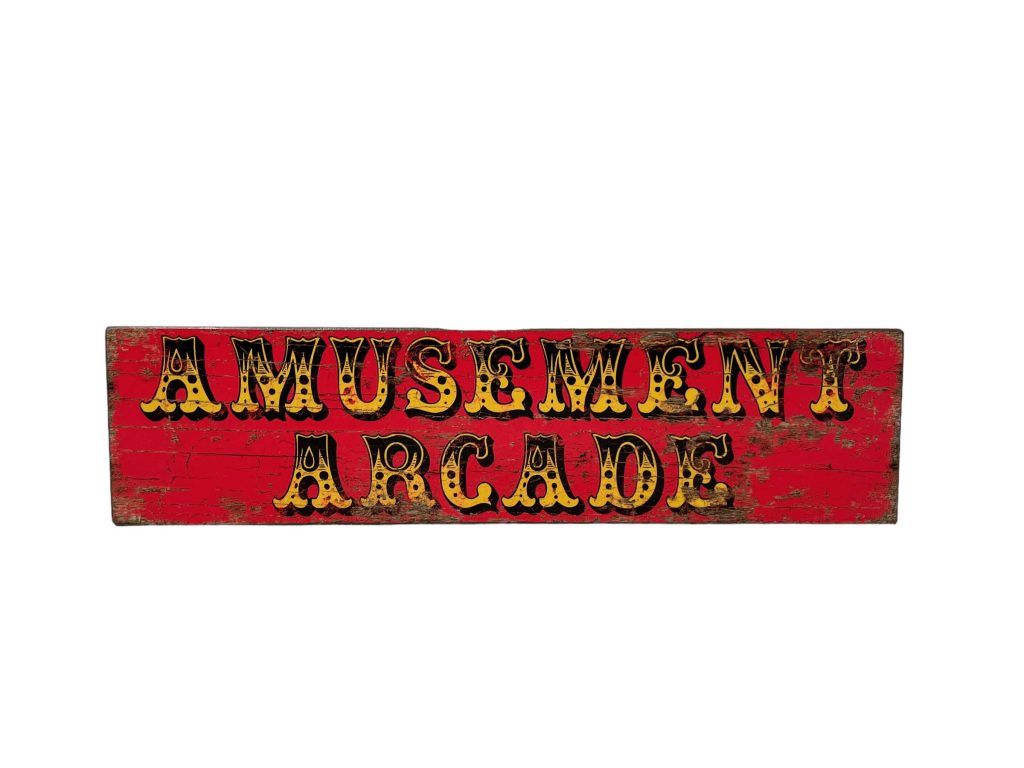 Amusement Arcade Gamer Wall Hanging Vintage Worn Look Faux Game Cabinet Amusement Arcade Retro Sign Shop Wood Advertising Sign