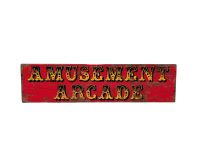 Amusement Arcade Gamer Wall Hanging Vintage Worn Look Faux Game Cabinet Amusement Arcade Retro Sign Shop Wood Advertising Sign
