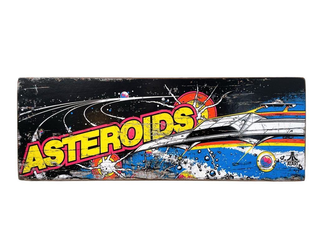 Atari Asteroids Gamer Wall Hanging Vintage Worn Look Faux Game Cabinet Amusement Arcade Retro Sign Shop Wood Advertising Sign