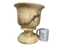 Alternative view of Vintage Italian Large Heavy White Alabaster Stone Urn Trophy Cup Vase Ornament Champagne Bucket Flower Display Piece Prop c1950-60's