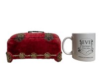 Alternative view of Antique French Red Worn Velvet Decorated Storage Box Display Wooden Wood Desk Tidy Organiser Jewellery Sage Green Lining c1900's