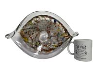 Alternative view of Vintage Italian Murano Glass Dish Bowl Bon Bon Candy Storage Display Prop Gold Rainbow Decorative circa 1960-70's