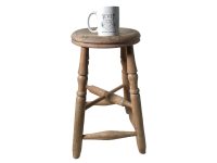 Alternative view of Stool Plant Stand Vintage French Wooden Wood Chair Seat Kitchen Side Table Kitchen Flower Pot Plinth Display Tabouret circa 1970's
