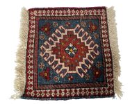 Alternative view of Small Rug Square Tiny Vintage Moroccan Rug Carpet Covering Trivet Decor Display Prop Wool circa 1970-80's