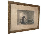 Alternative view of Antique French Depot Sacre Metz Injured Soldier Print Napoleonic War Embellished Wooden Large Wooden Frame circa 1870's