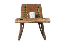 Alternative view of Vintage Canework Footstool French Rocking Wood Wooden Foot Stool Rest Footrest Conservatory Desk Orthopaedic Gout c1970's