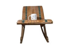 Alternative view of Vintage Canework Footstool French Rocking Wood Wooden Foot Stool Rest Footrest Conservatory Desk Orthopaedic Gout c1970's