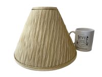 Alternative view of Vintage French Draped Cream Silk Gold Strip Finish Lamp Shade Lampshade Desk Table Light circa 1980's