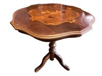 Vintage Table French Wooden Inlaid Side Coffee Small Stand Display Plinth Ornate Decoration c1970-80's