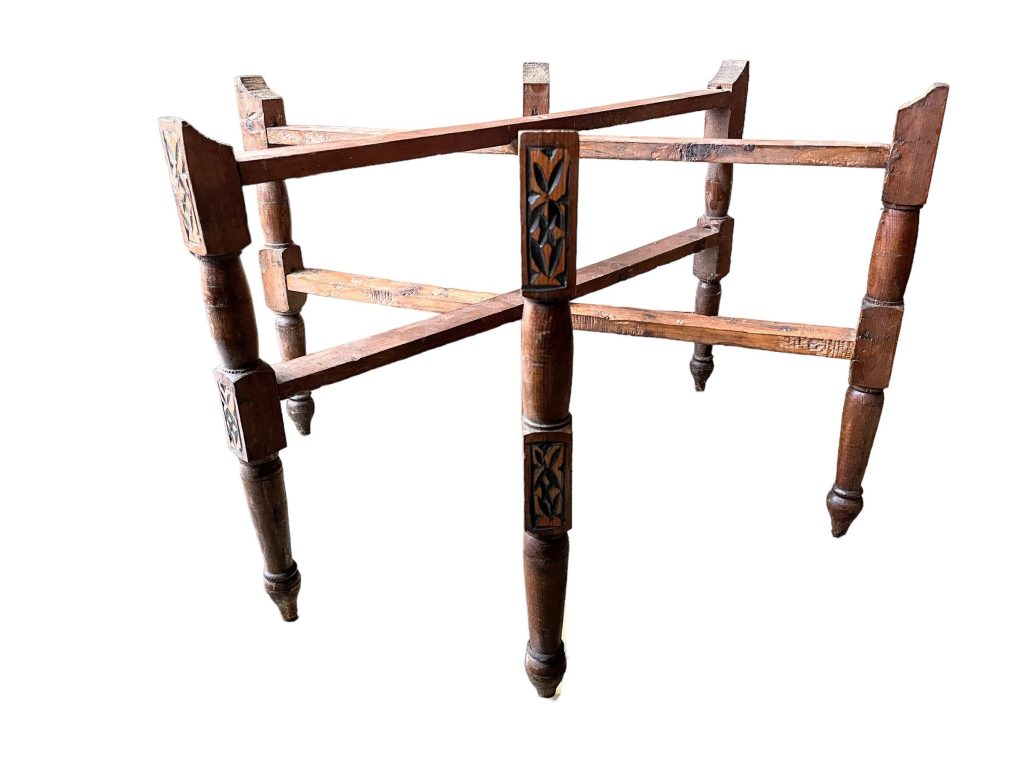 Vintage Large Moroccan Arabian Ornate Wooden Folding Table Tray Legs Support Stand Plinth Wood circa 1970-80’s