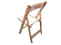 Vintage Indian Wooden Folding Chair Trestle White Red Shabby Chic Wood Stool Seat Stand Plinth circa 1970's