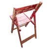 Vintage Indian Wooden Folding Chair Trestle Red White Shabby Chic Wood Stool Seat Stand Plinth circa 1970's