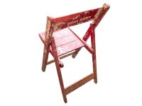 Vintage Indian Wooden Folding Chair Trestle Red White Shabby Chic Wood Stool Seat Stand Plinth circa 1970's