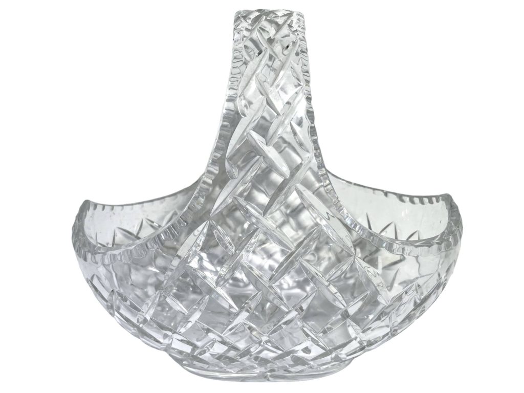 Vintage French Heavy Crystal Glass Fruit Bowl Basket Vase Display Ornament Decor Design c1960-70’s
