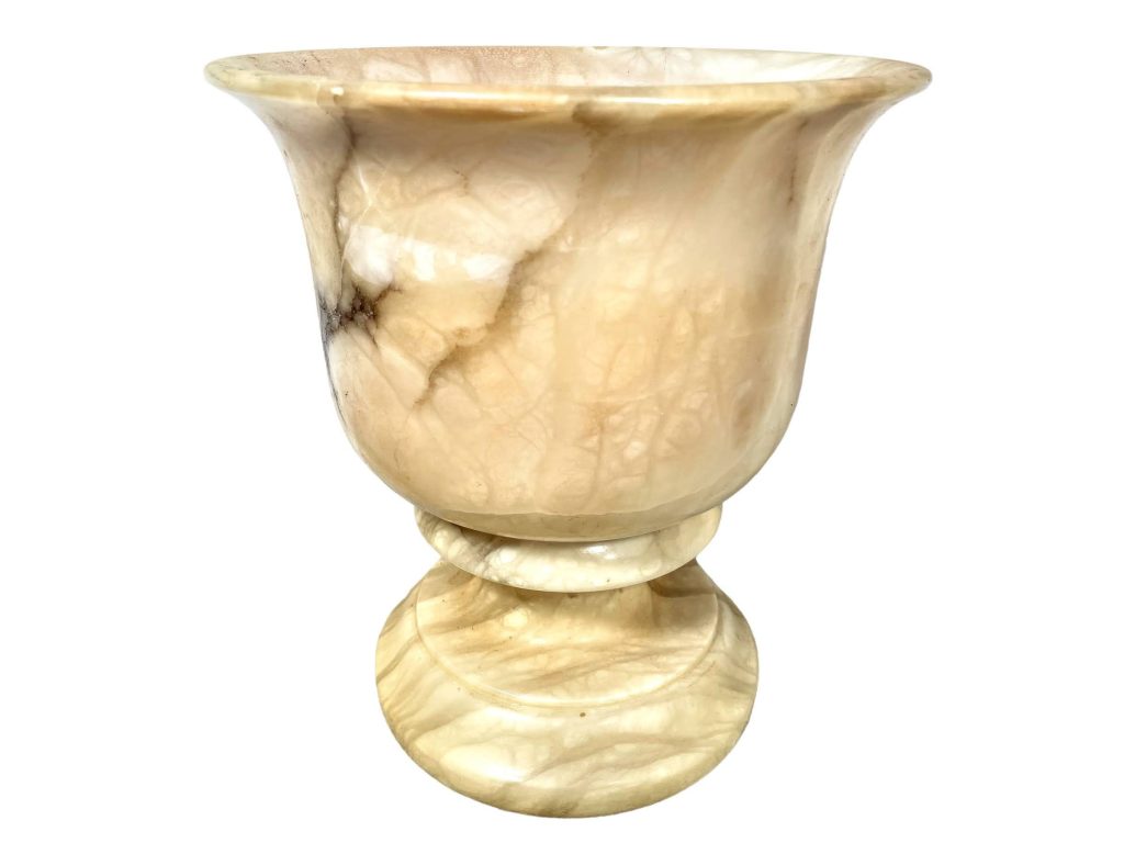 Vintage Italian Large Heavy White Alabaster Stone Urn Trophy Cup Vase Ornament Champagne Bucket Flower Display Piece Prop c1950-60’s