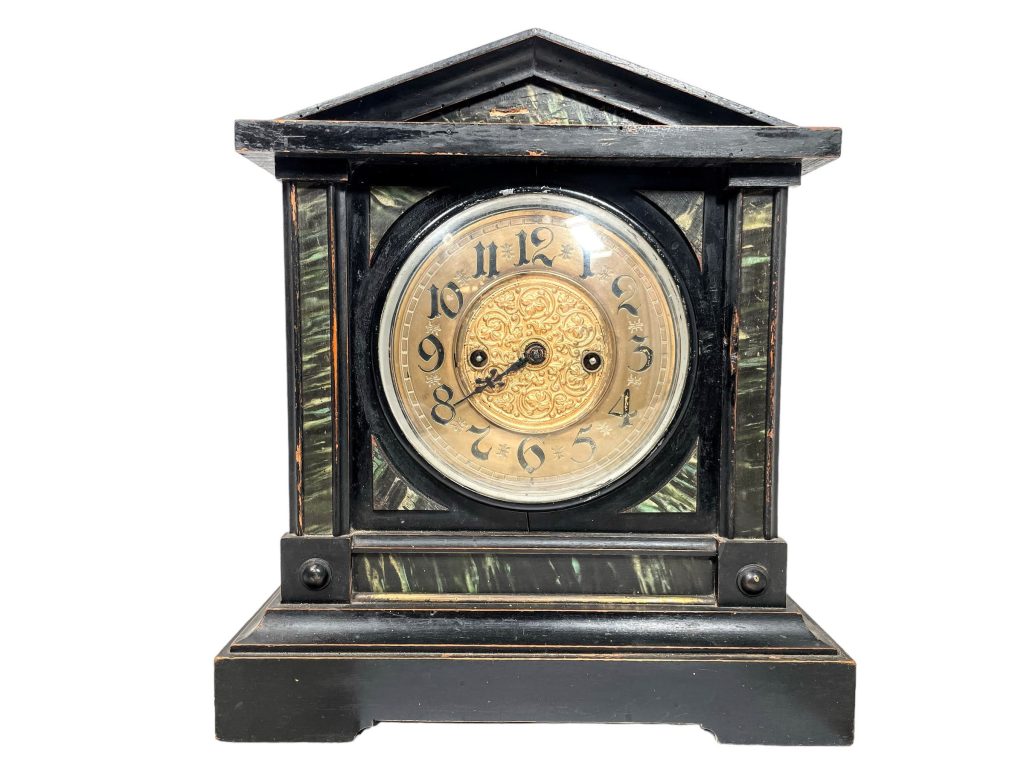 Antique French Wooden Mantlepiece Clock Timepiece For Spares Repairs circa 1900’s