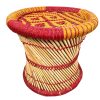 Vintage Indian Stool String Cane Canework Woven Bench Seat Chair Stand Display Shelf Tabouret circa 2000