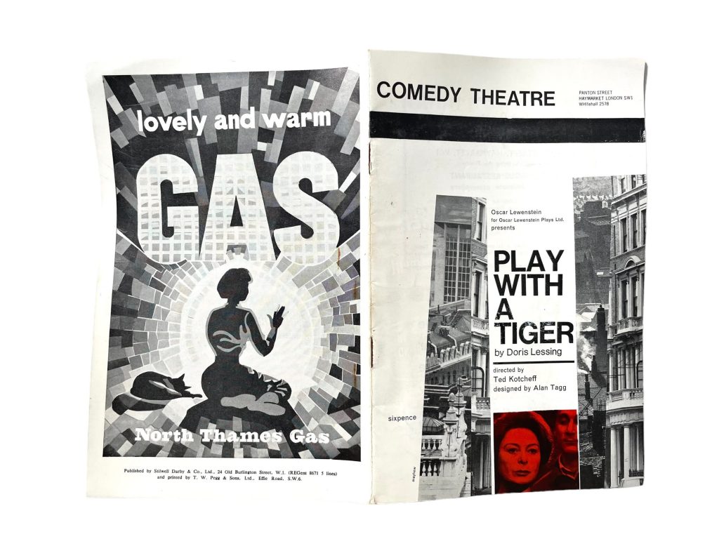 Original Vintage English Comedy Theatre Play With A Tiger Program Play Musical Souvenir Collectable Programme circa 1962