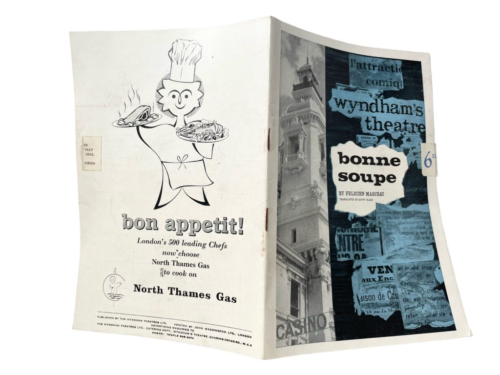 Original Vintage English Wyndham’s Theatre Bonne Soupe Program Play Musical Souvenir Collectable Programme circa 1962