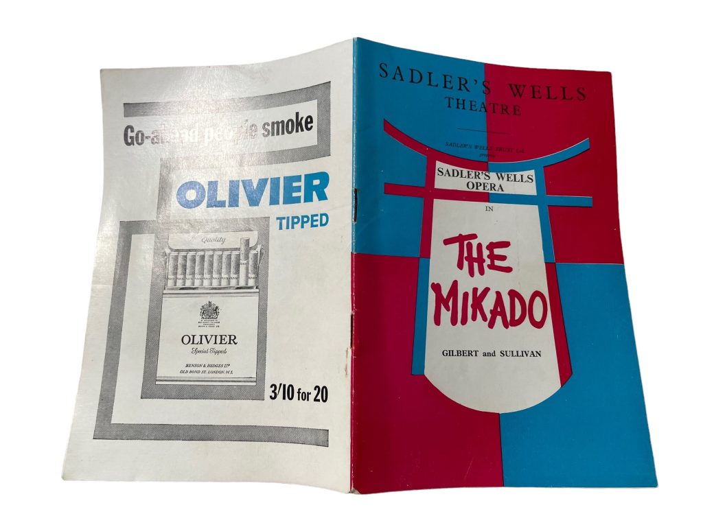 Original Vintage English Sadler’s Wells Theatre The Mikado Program Play Musical Souvenir Collectable Programme c1962