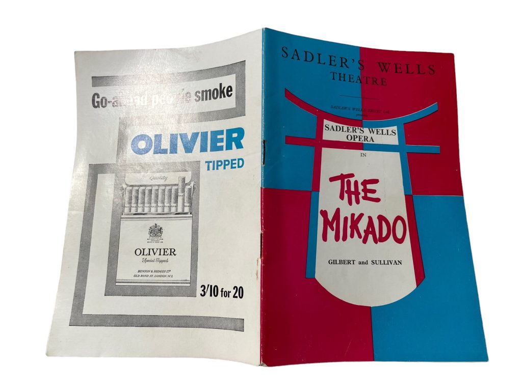 Original Vintage English Sadler's Wells Theatre The Mikado Program Play Musical Souvenir Collectable Programme c1962