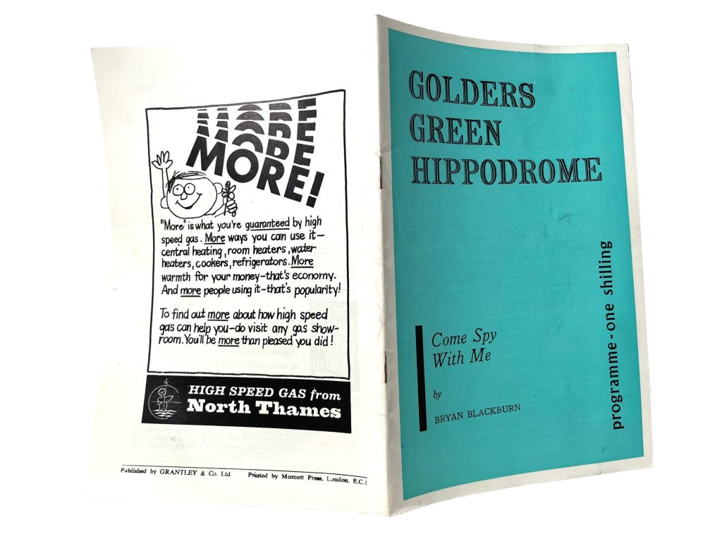 Original Vintage English Golders Green Hippodrome Theatre Come Spy With Me Program Play Musical Souvenir Collectable Programme c1966