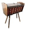 Vintage French Knitting Sewing Craft Needlecraft Craft Standing Wooden Storage Box Fabric Lined Basket circa 1950-60's