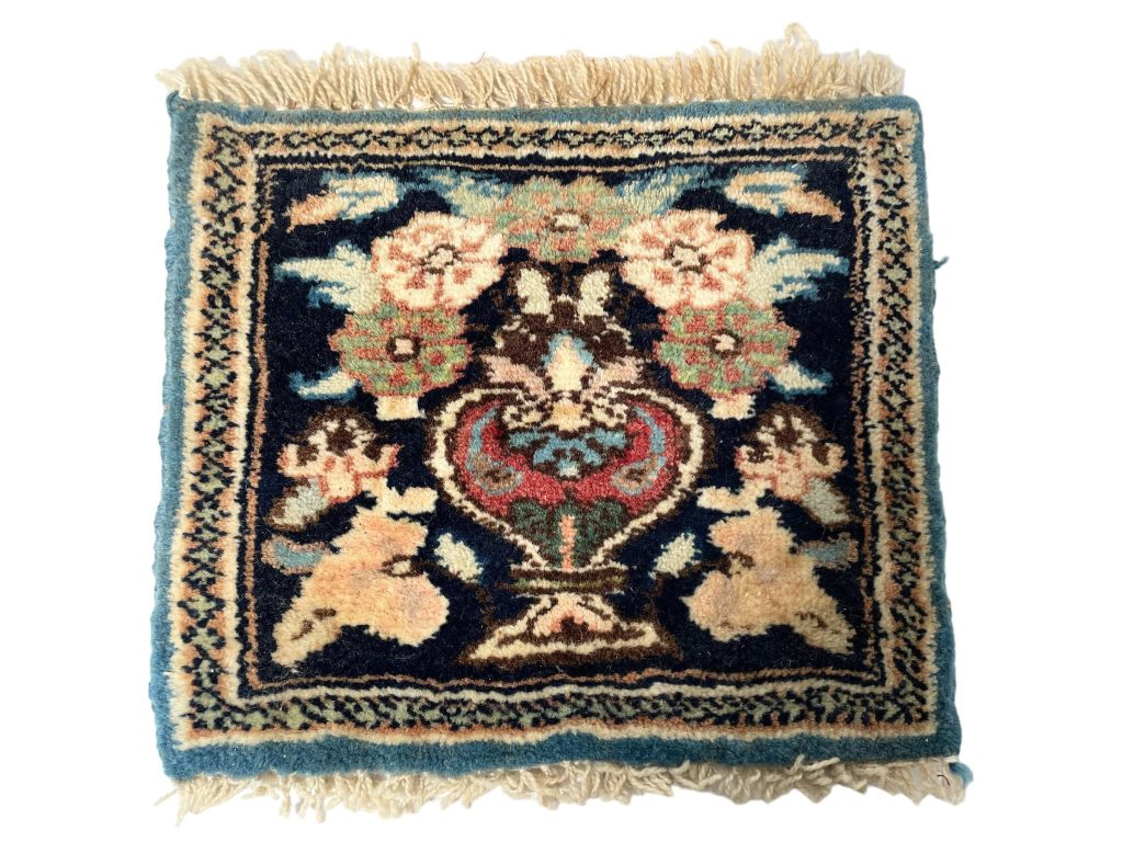 Small Rug Square Tiny Vintage Moroccan Rug Carpet Covering Trivet Decor Display Prop Wool circa 1970-80’s