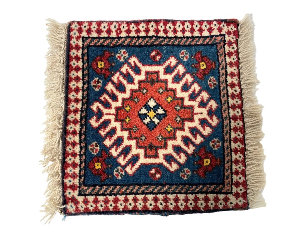 Small Rug Square Tiny Vintage Moroccan Rug Carpet Covering Trivet Decor Display Prop Wool circa 1970-80’s