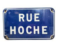 Vintage French Original Iron Enamel Street Sign Rue Hoche Street Metal Road Display Promotional c1950-60's