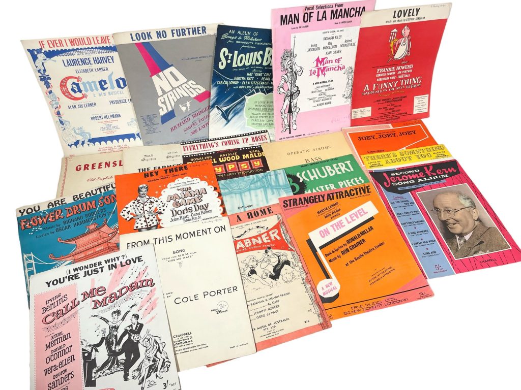 Original Vintage American English Music Song Sheets Sheet Music From Shows & Plays Musical Souvenir Showtime circa 1950-60’s