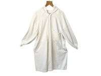 Vintage French Butcher Food Processing Hooded Coat White Uniform Outfit Coat Work Clothes Long Top French Size XXL 1990's