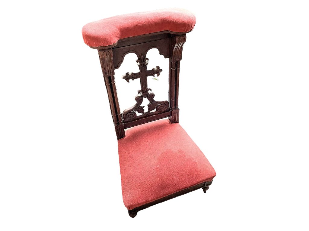 Vintage French Large Wooden Brown Wood Prayer Praying Kneeling Stool Chair Seating Kneel Kneeler Pray c1920-30’s