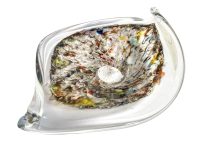 Vintage Italian Murano Glass Dish Bowl Bon Bon Candy Storage Display Prop Gold Rainbow Decorative circa 1960-70's