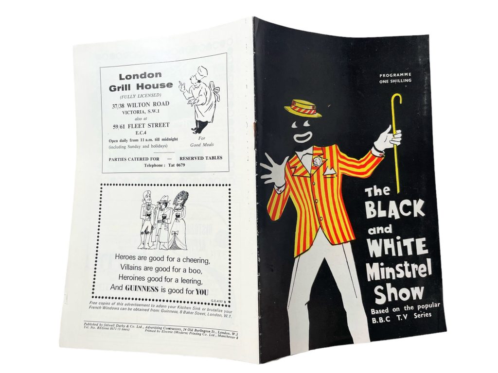 Original Vintage English Theatre Victoria Palace The Black & White Minstrel Show Program Musical Souvenir Collectable Programme c1966